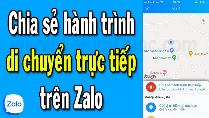 Zalo cung cấp tùy chọn chia sẻ vị trí liên tục trong một khoảng thời gian nhất định.