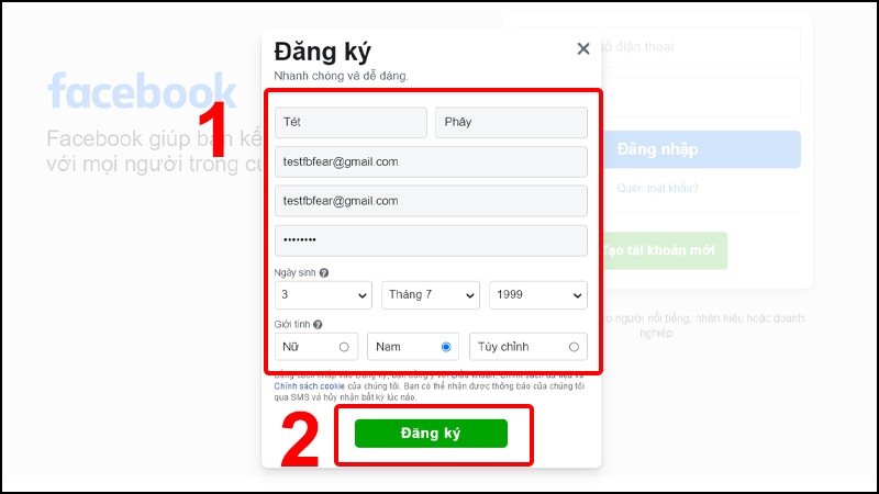 Tạo tài khoản Facebook trên điện thoại di động