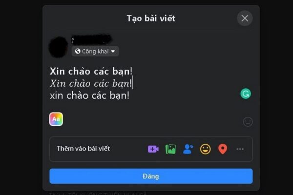 Cách viết chữ in nghiêng trên Facebook