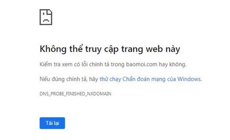 Lỗi không thể truy cập trang web này